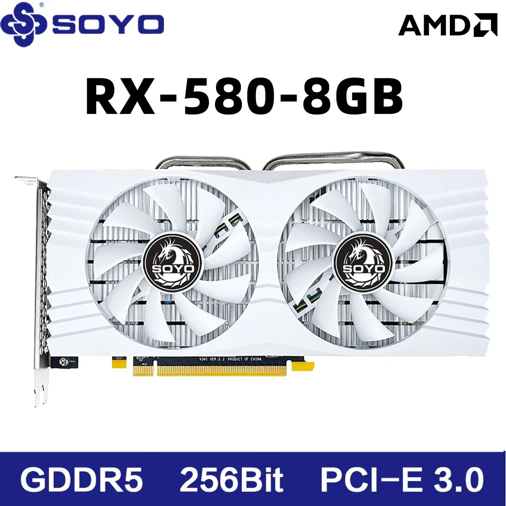 

SOYO Gaming Graphics Card AMD Radeon RX580 2048SP 8GB GDDR5 256Bit PCIe 3.0 x16 8Pin GPU Computer Desktops placa de video card