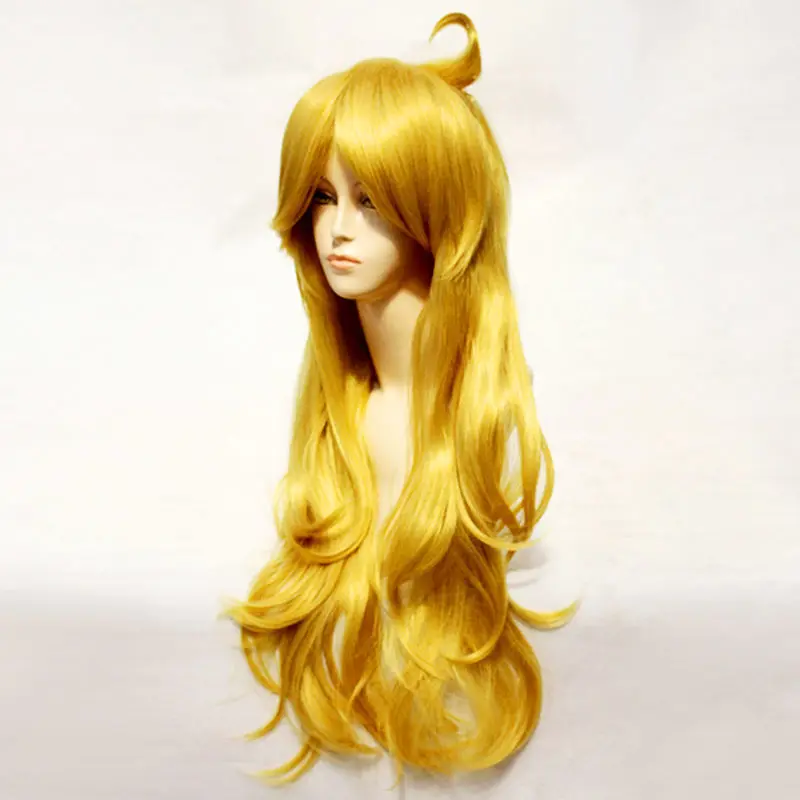 Long Full Curly Wavy Hair  Golden Yellow Party Costume Wig