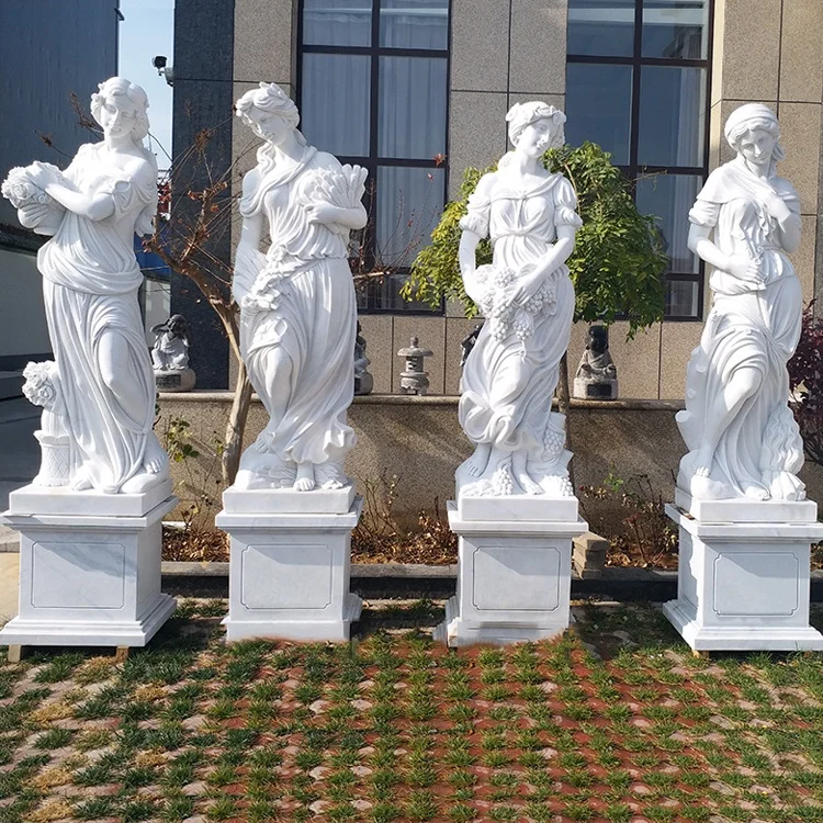 Garden Decorative Life Size Marble Sculpture White  Four Seasons Angel Marble Statue for Sale Deposit Only