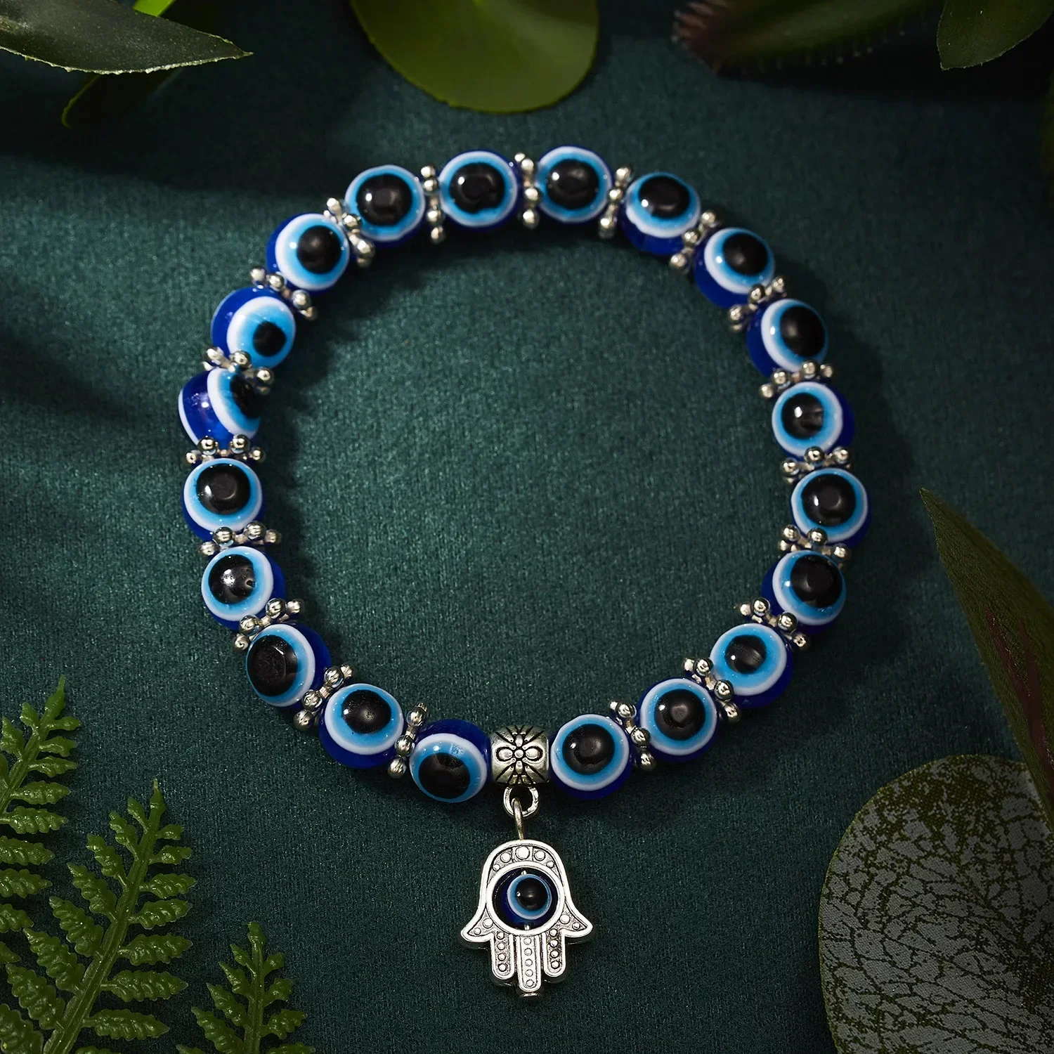 Classic Turkish Lucky Evil Eye Bracelets for Men Women Blue Evil Eye Palm Butterfly Pendant Beads Bangles Handmade Charm Jewelry