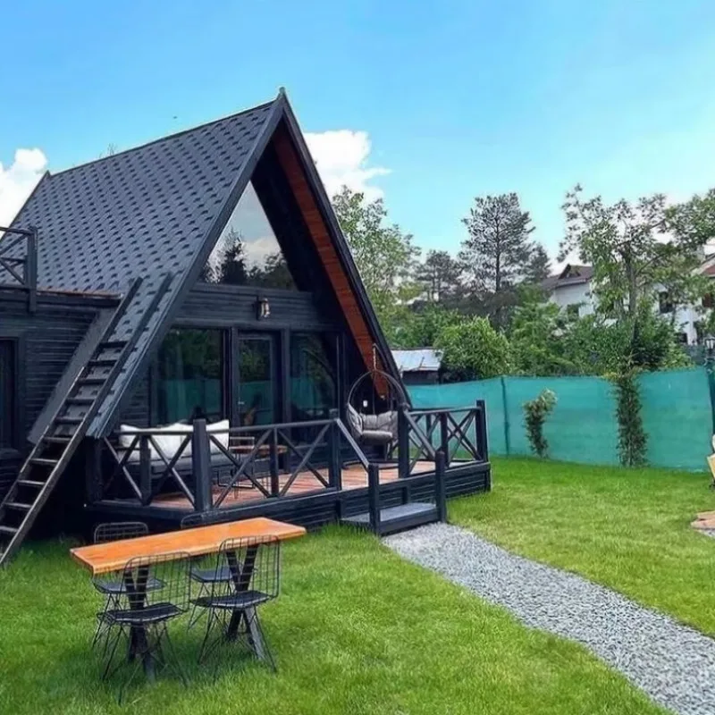 Triangular House Prefab Cabin Modular Steel Frame Villa Tiny Cottage Home Chalet Portable Camping Building