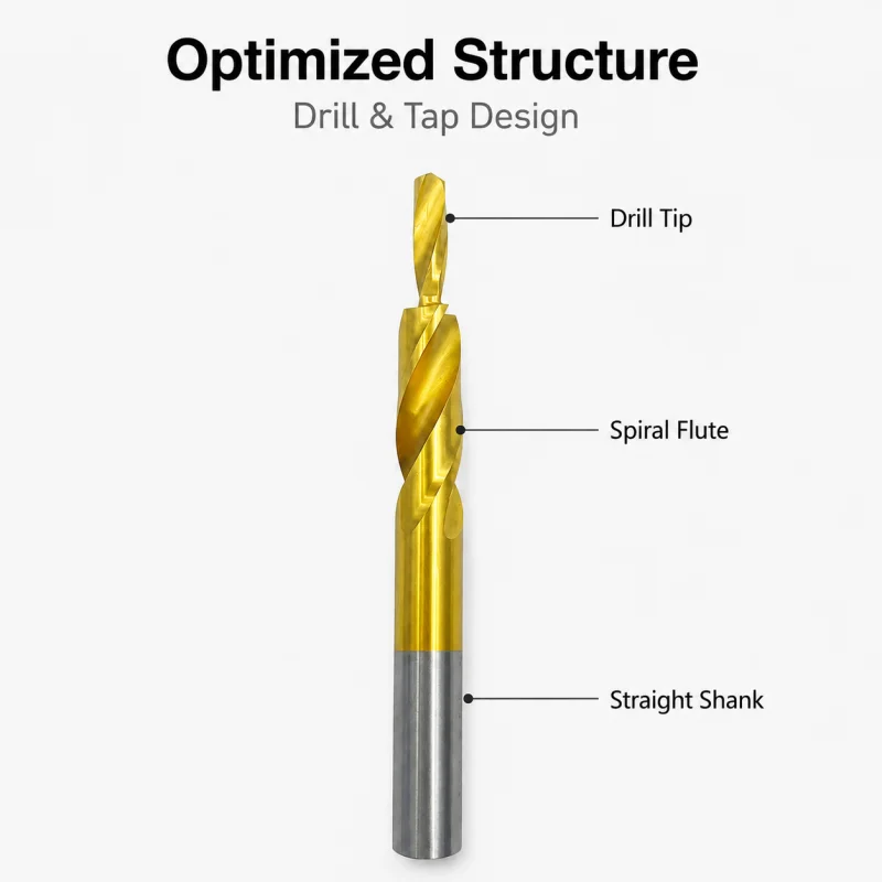 M3 Titanium Coated Drill Tap Bit 1PC HSS Combined Drill & Tap for Metal Wood Plastic Thread Tapping Tool