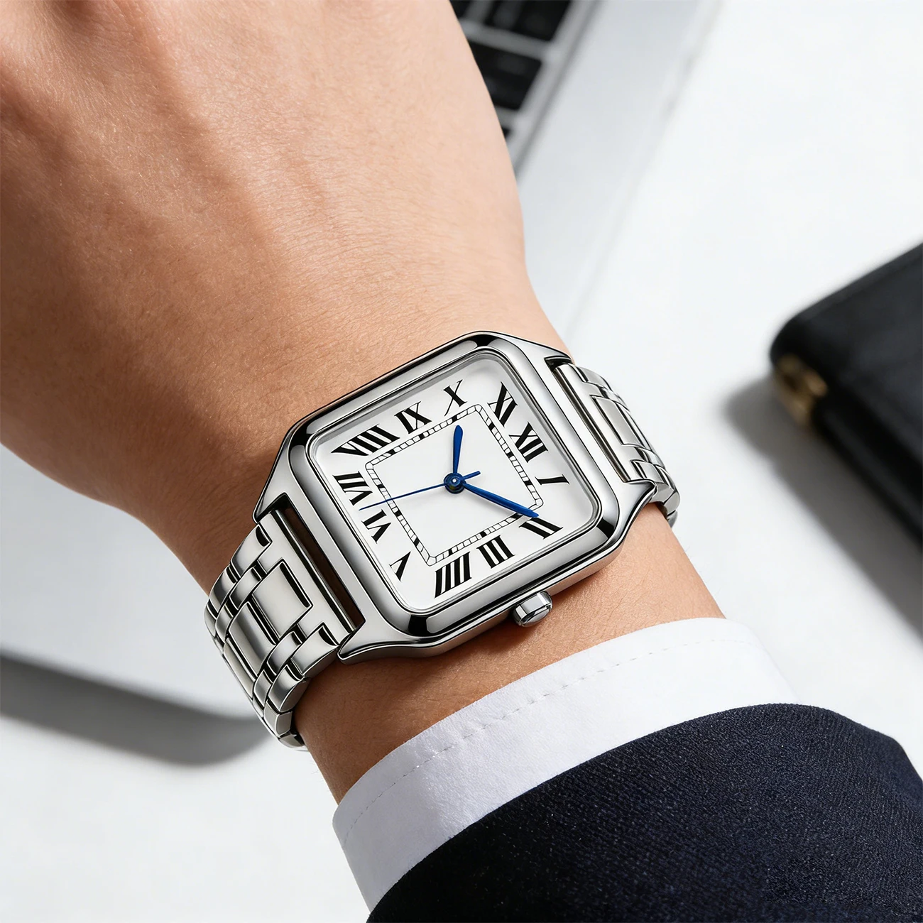 Classic Middle Eastern Roman Digital Quartz Watch Stainless Steel Alloy Watch Men's Fashion Waterproof Sports Watch