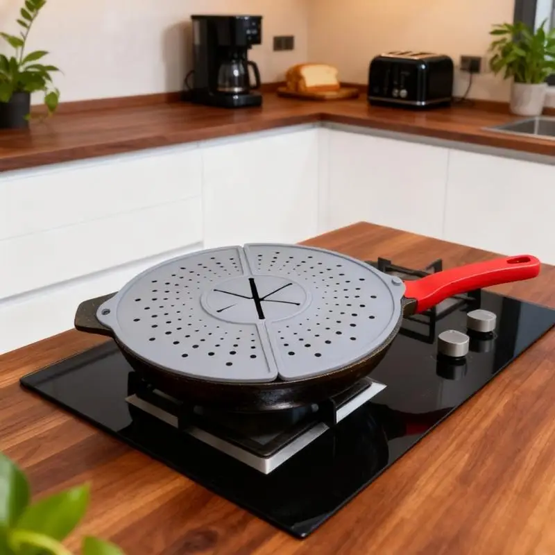 

Splatter Cover, Dishwasher Safe Foldable Oil Splash Cover, Silicone Splatter Guard for Everyday Cooking, for Cutlet Cooking B03E