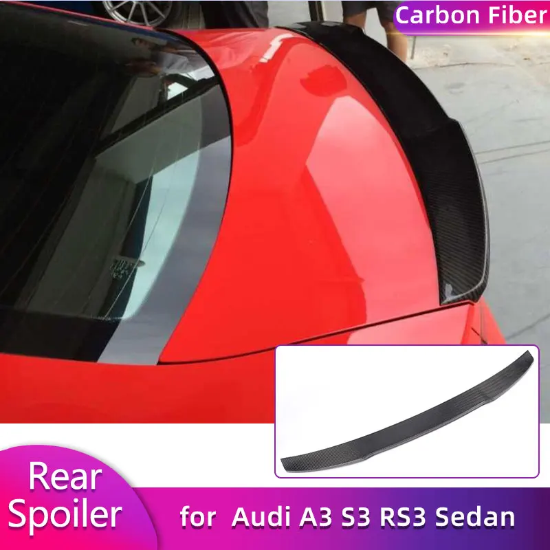 

Car Rear Trunk Spoiler Wings for Audi A3 S3 RS3 Sedan 2014-2019 Full Carbon Fiber Racing Rear Spoiler Boot Wing Lip Body Kit