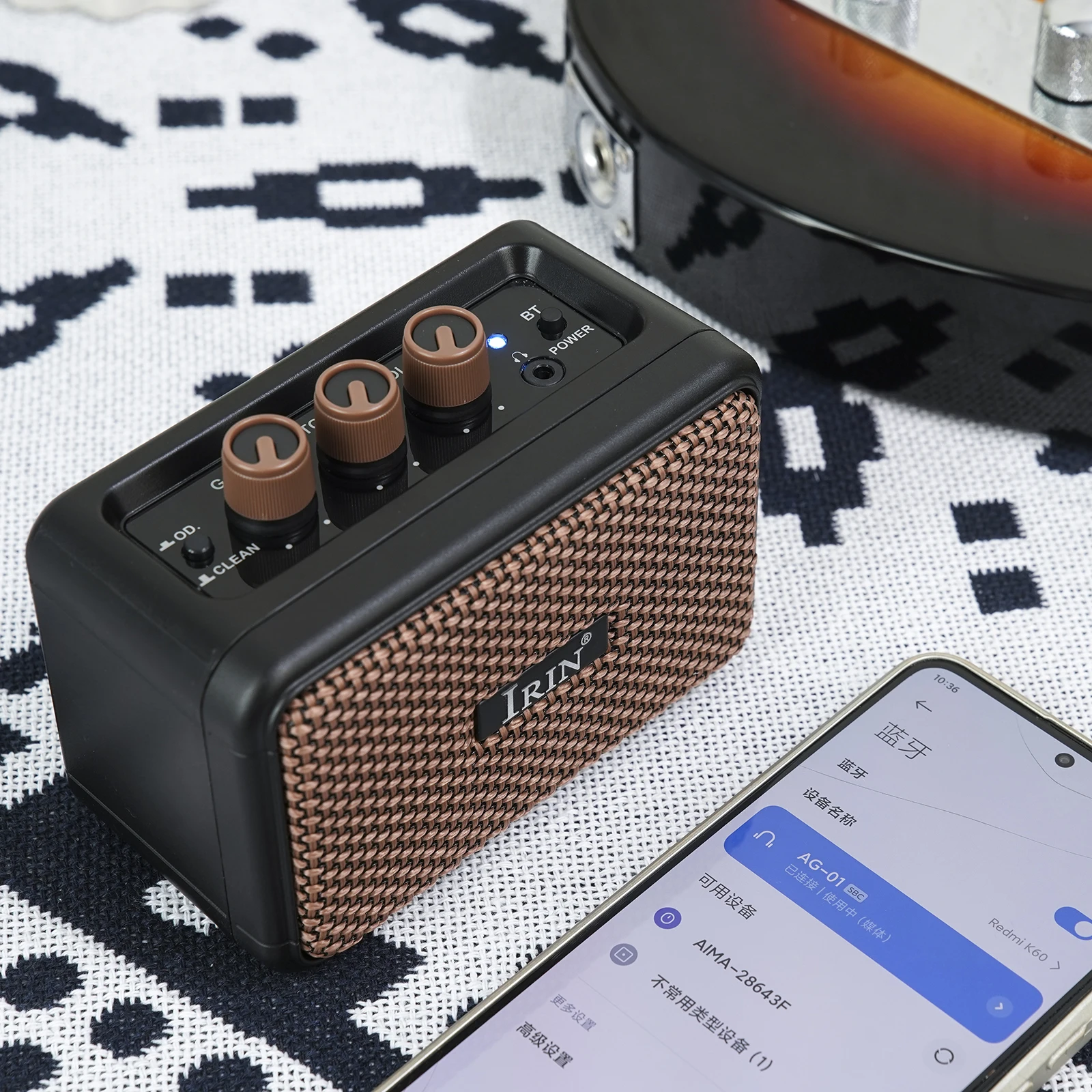 IRIN AG-01 Electric Guitar Amplifier 5W Bluetooth Acoustic Guitar Speaker Portable Mini Instrument Amplifier Amp Accessories