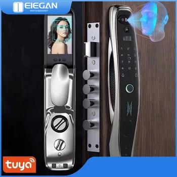 생체 인식 디지털 암호 전자 잠금 장치, 앱 원격 제어, 잠금 해제, 자동 지문 보안, 카메라와 스마트 도어 잠금 