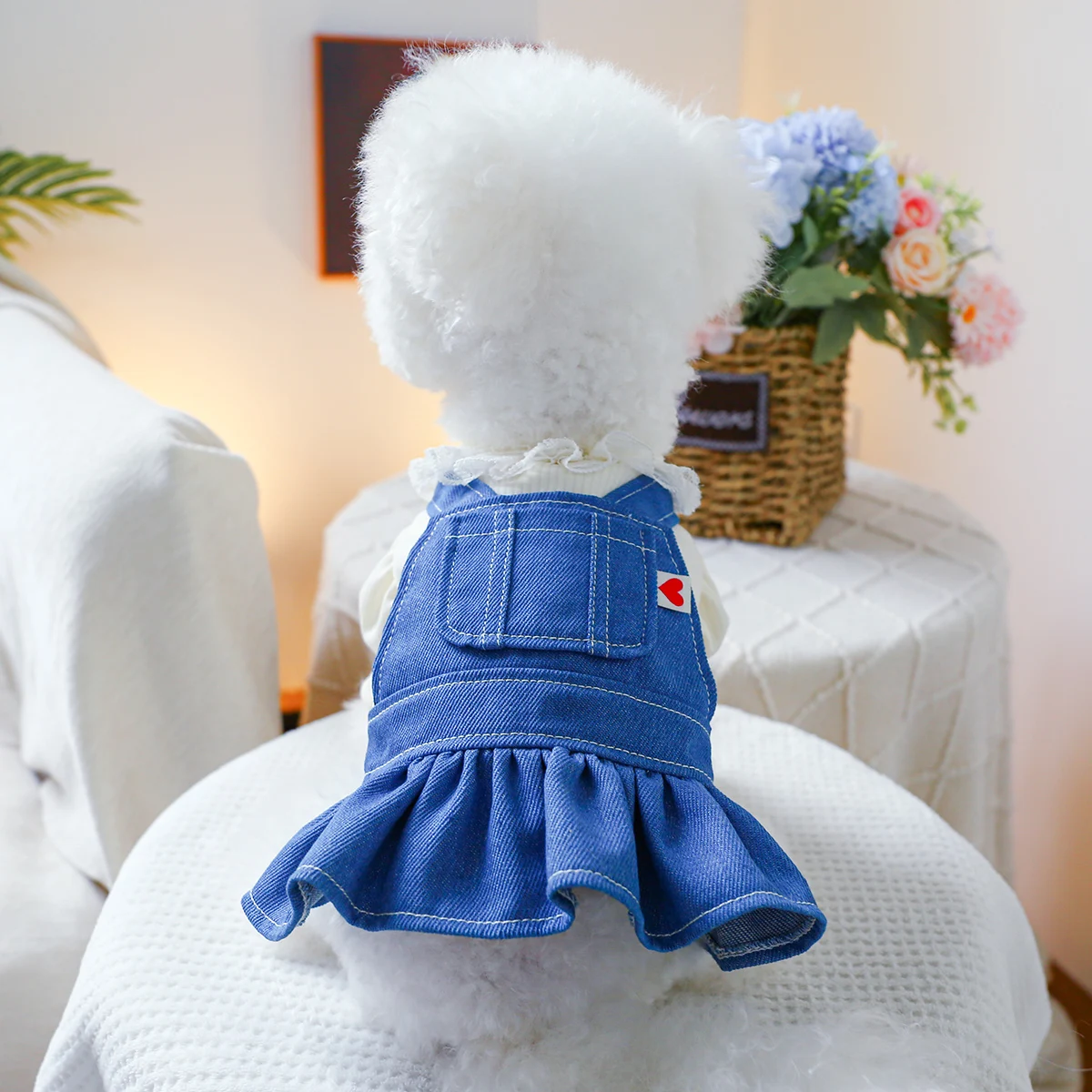 1PC Pet Clothing Spring and Autumn Heartbeat Cowboy Princess Skirt Suitable for Small and Medium sized Dogs