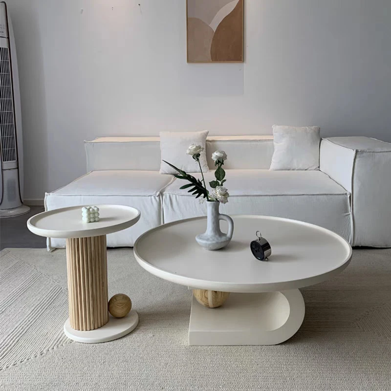xc-Modern Villa Living Room Furniture Round Top Coffee Table Set Creative Wooden Coffee Table for Various Home*