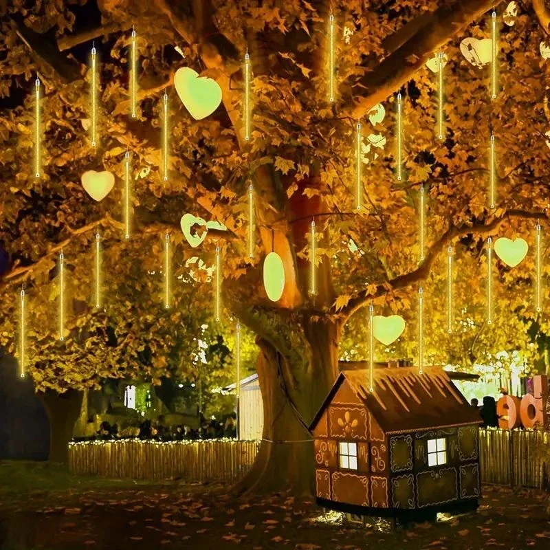 LED Falling Raindrop Fairy String Light 32/24/16/8 Tubes Meteor Shower Lights for Christmas New Year Holiday Party Patio Decor