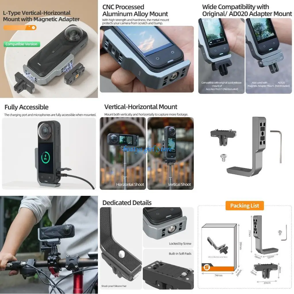 

C7AB Detachable Adapter For 360 Cameras Including Anti Slip Silicone Grip