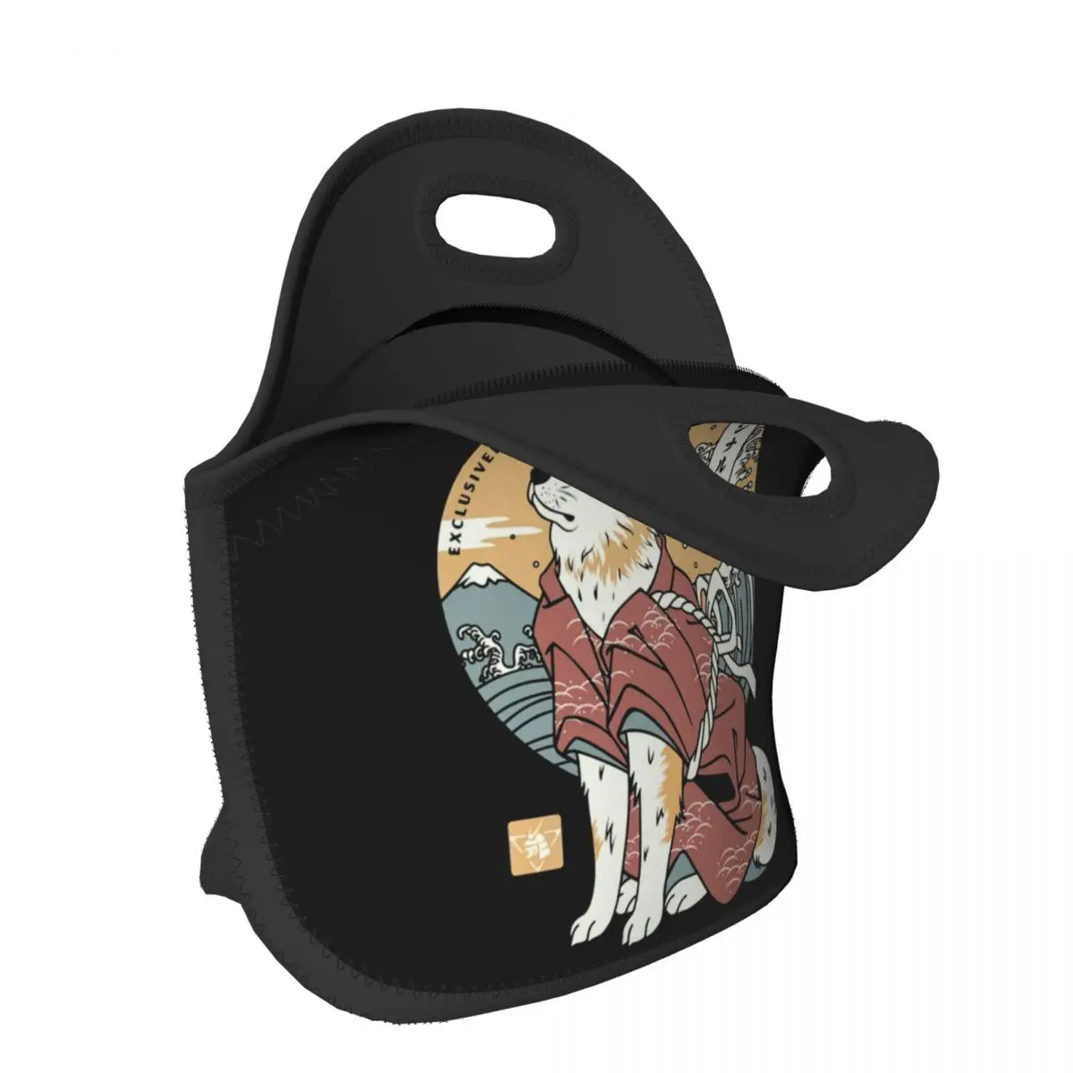 Neoprene Akita Dog Samurai Warrior Insulated Lunch Bags Japanese Cartoon Animal Picnic Cooler Thermal Lunch Box Women Children