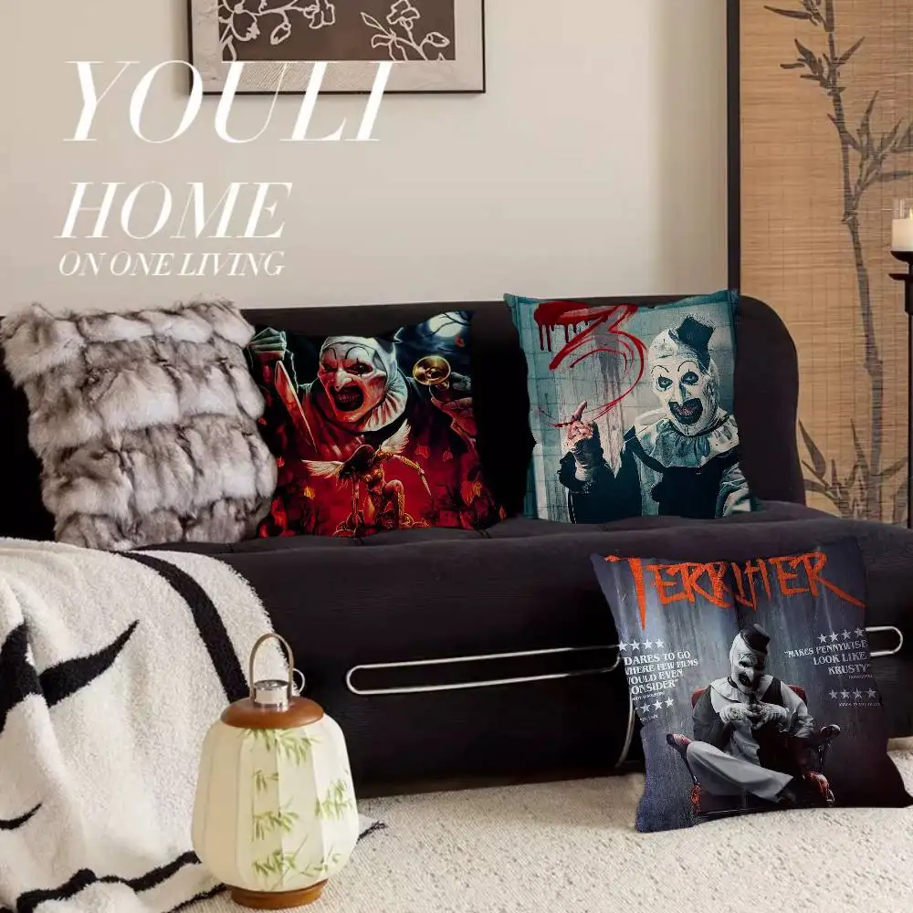 Terrifier 321 Collection Classic Horror Movie Film Cushion Cover Polyester Cushions Throw Pillows Home Decoration Pillowcover