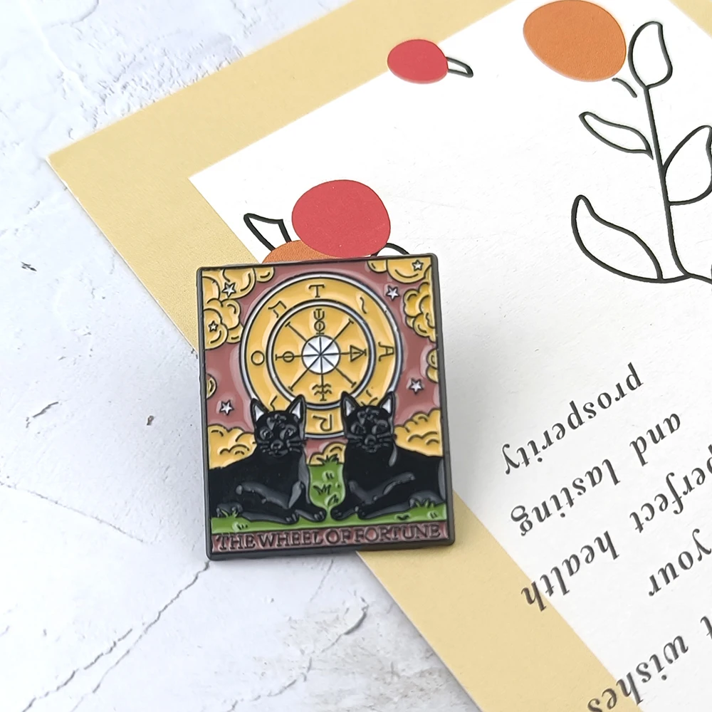 Creative Tarot Series Metal Badge Accessories Cute Cat Clown Skull Animal Modeling Pin Badge Accessories Prop Jewelry Gift