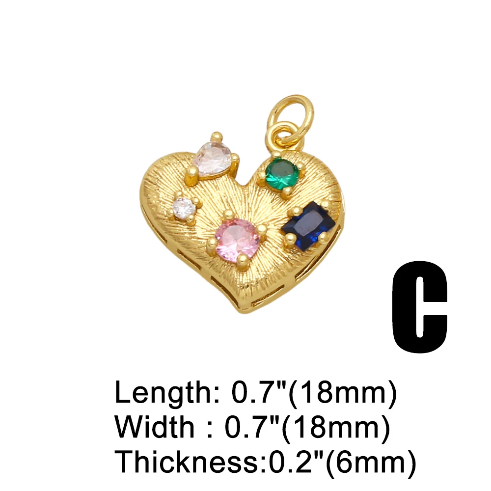 OCESRIO CZ Blue Eye Copper Necklace Pendant Gold Plated Heart Pendant Jewelry Making Component DIY Handmade ojo turco pdta865