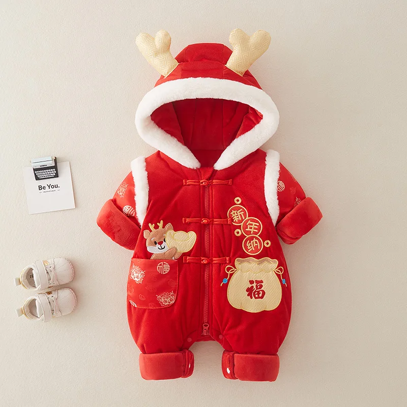 

Зимняя одежда Thiened для малышей, новогодний годовой наряд для посещения, хлопковый теплый пушистый тюжет, детский комплект Faion