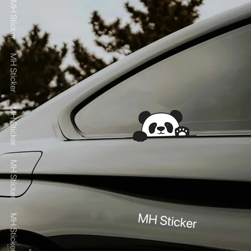 1Pc Peeking Cute Panda Outline Waterproof Vinyl Stickers Decals For Car Window Bumper Laptop Fridge Wall Decor