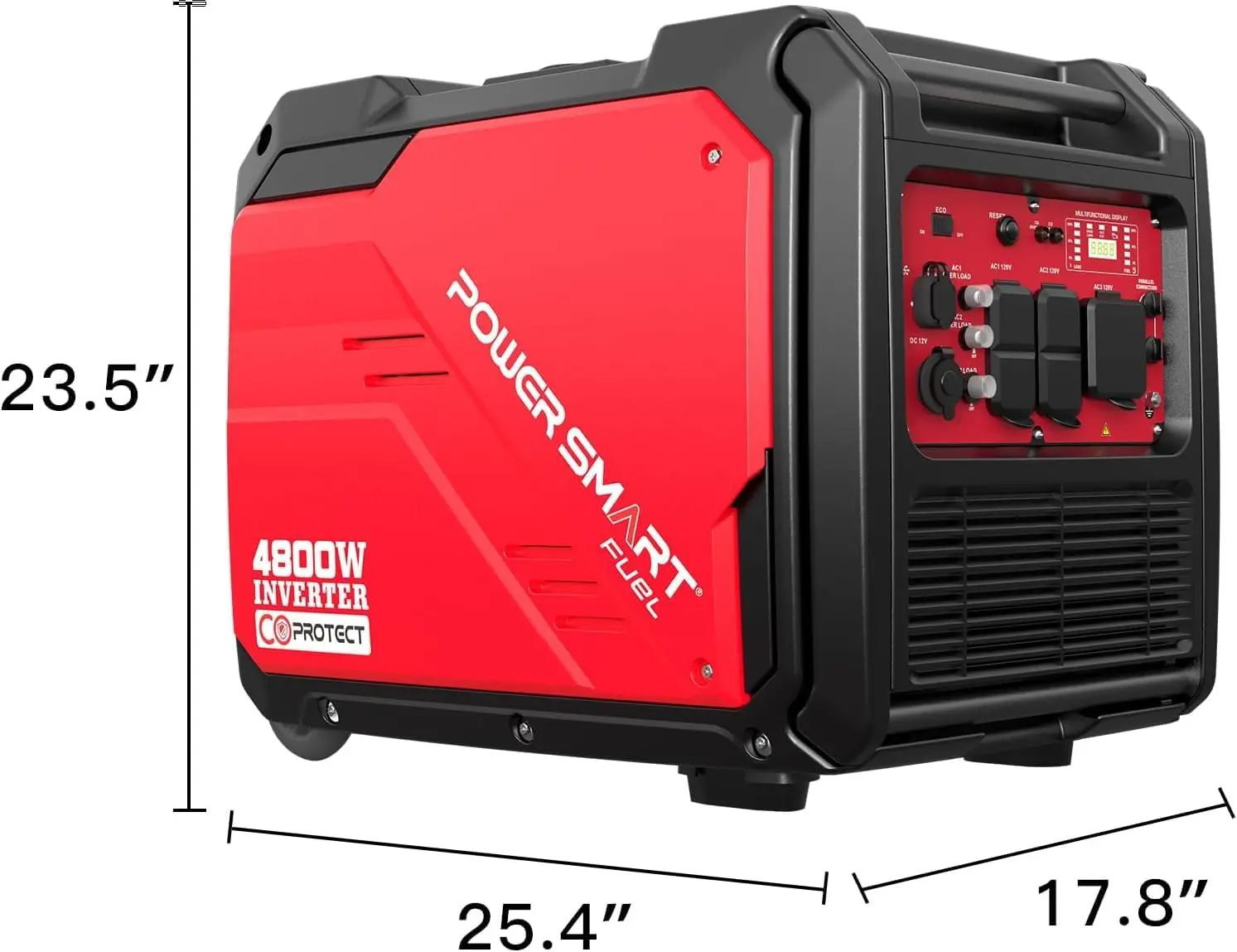 PowerSmart 4800-Watt Inverter Generator Super Quiet RV-Ready, Portable Generator Gas Powered with CO Sensor, Wheels Handle Kit