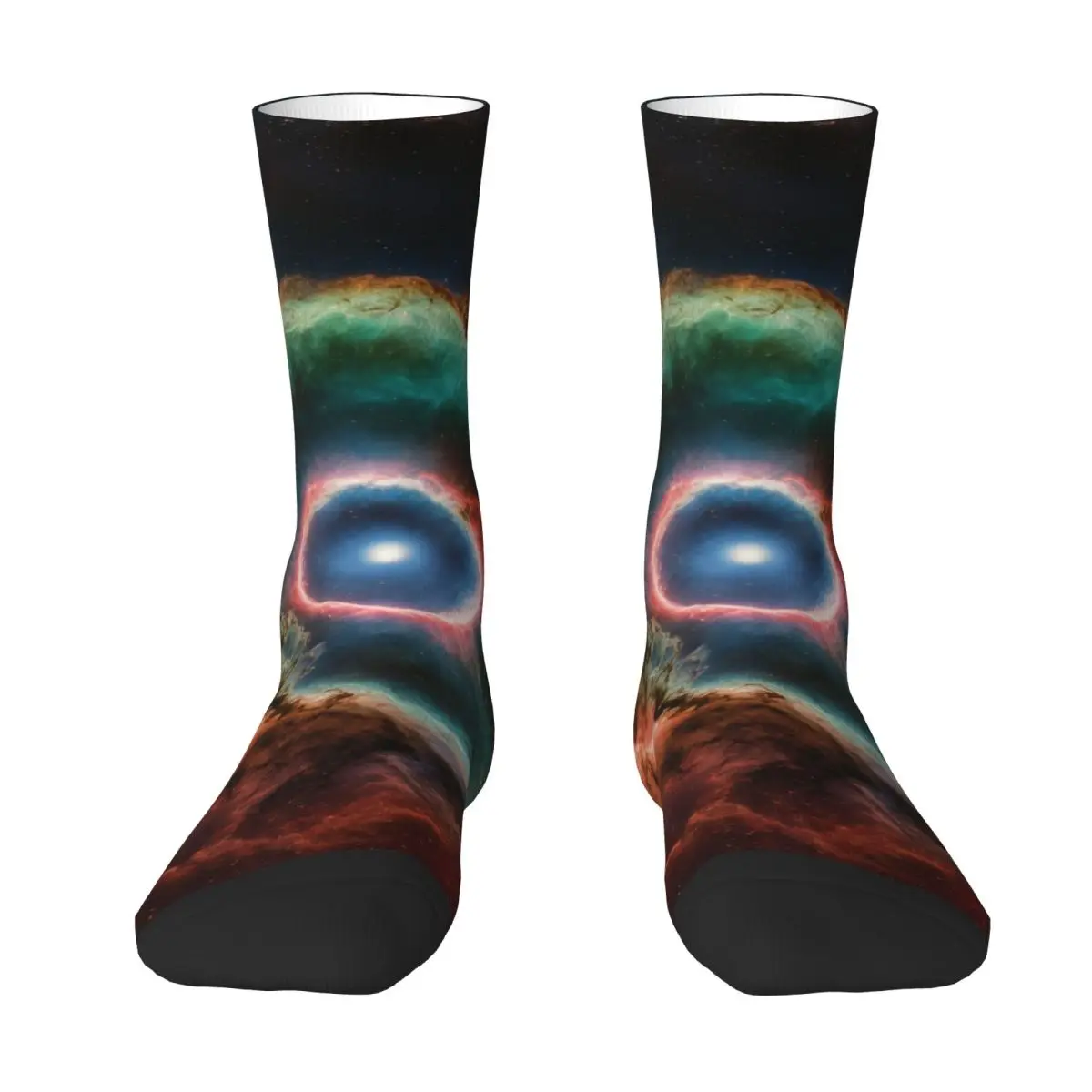 Calcetines astronómicos nebulosa universo espacial 2 medias divertidas pareja cómodos calcetines de escalada calcetines antideslizantes gráficos de invierno