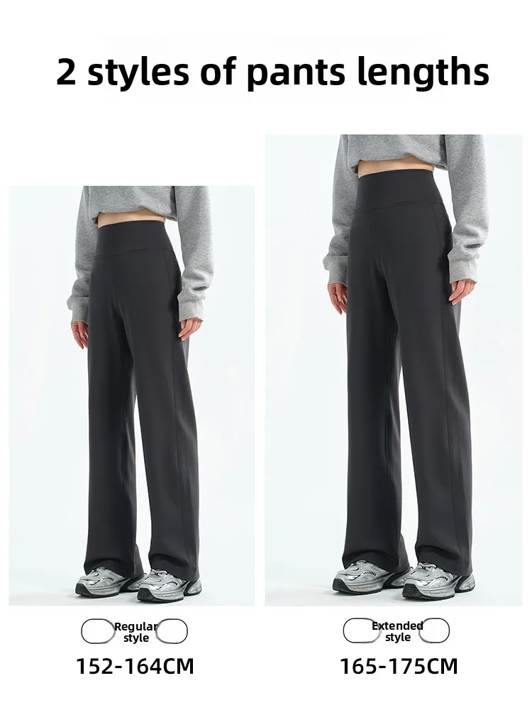 Pantaloni da yoga foderati in Fce a vita alta Pantaloni casual a gamba dritta Fitn Pantaloni larghi a gamba larga da donna plus Size Controllo della pancia