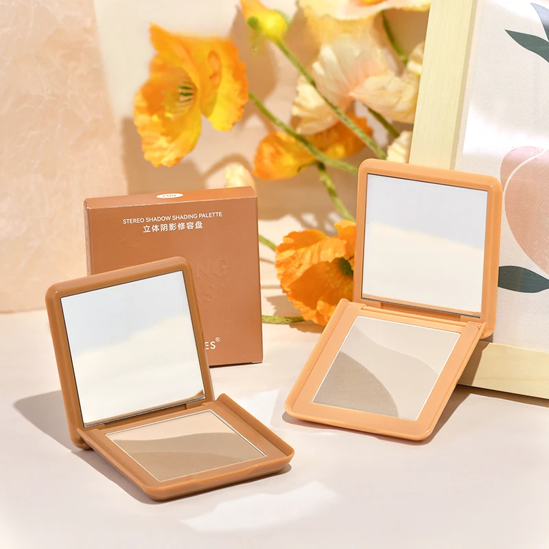 

Three-Color Matte Contour Compact Face Shaping Powder Highlight Side Shadow Nose Shadow Outline Pink Hairline Integrated