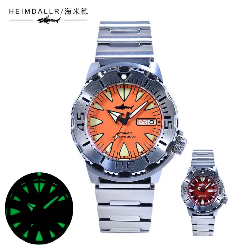 

Heimdallr Men's Monster Diver Watches 45mm Sapphire NH36 Automatic Movement Stainless Steel Bracelet 20Bar C3 Luminous Men Watch