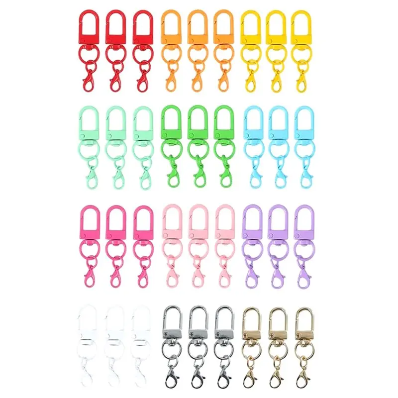 [NEW!A08R】 Colorful Swivel Snap Hook Keychains 36Pcs, Clip 12 Color Lobster Claw Clasps For Jewelry Making, For DIY Crafts& Bag
