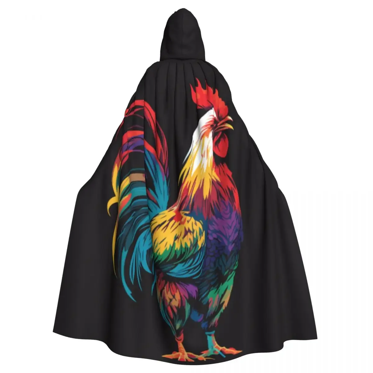 Capa de bruja de vampiro con capucha Unisex, disfraz de Cosplay de gallo colorido, estilo Pop Art