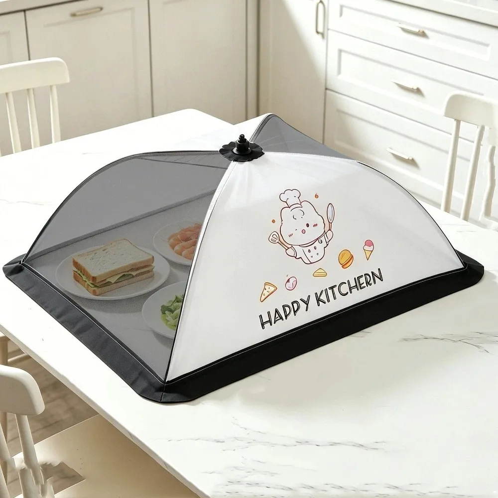 Cartoon Collapsible Food Cover Umbrella Style Breathable Insect Prevention Cover Mesh Dust-proof Fly Prevention Cover