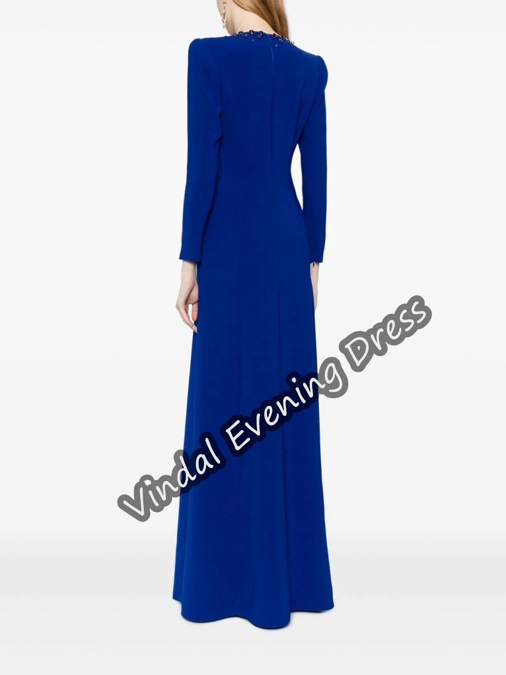 Vindal  Scoop Neckline Evening Dress A-Line Floor Length Elegant Built-in Bra Saudi Arabia Crepe Long Sleeves For Woman 2024