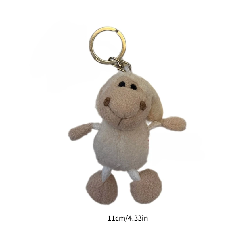 Handmade Cartoon Plush Lamb Charm Keychains Lovely Ornament Women Car Keyring Backpack Handbag Charm Pendant Keys Holder