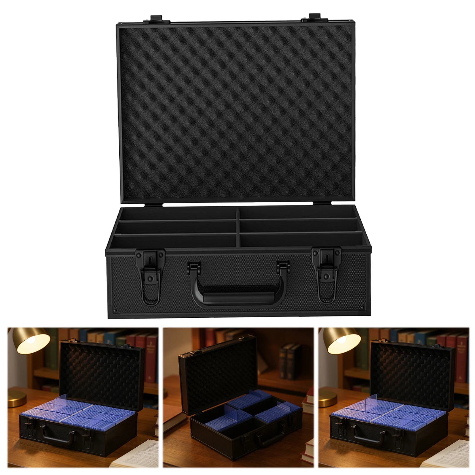 

Trading Card Box with 6 Dividers Toploader Storage Box Shockproof Card Case Holder Dustproof for Game Card Baseball Card Kids