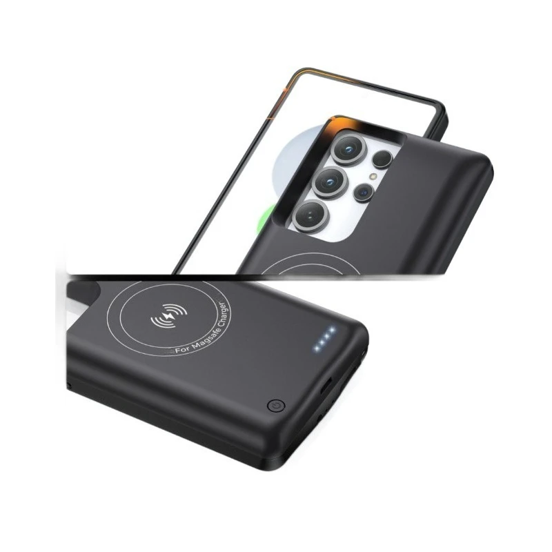 10000mAh For Samsung S25\S25ultra\S25plus Back Clip Battery Wireless Power Bank Phone Case