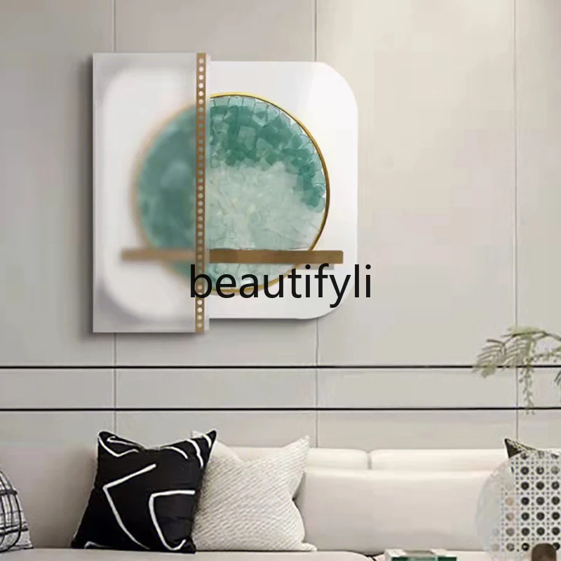 

Sea Glass Handmade Collage Three-Dimensional Real Object Painting Living Room Entrance Decoration Painting Light Luxury Mural
