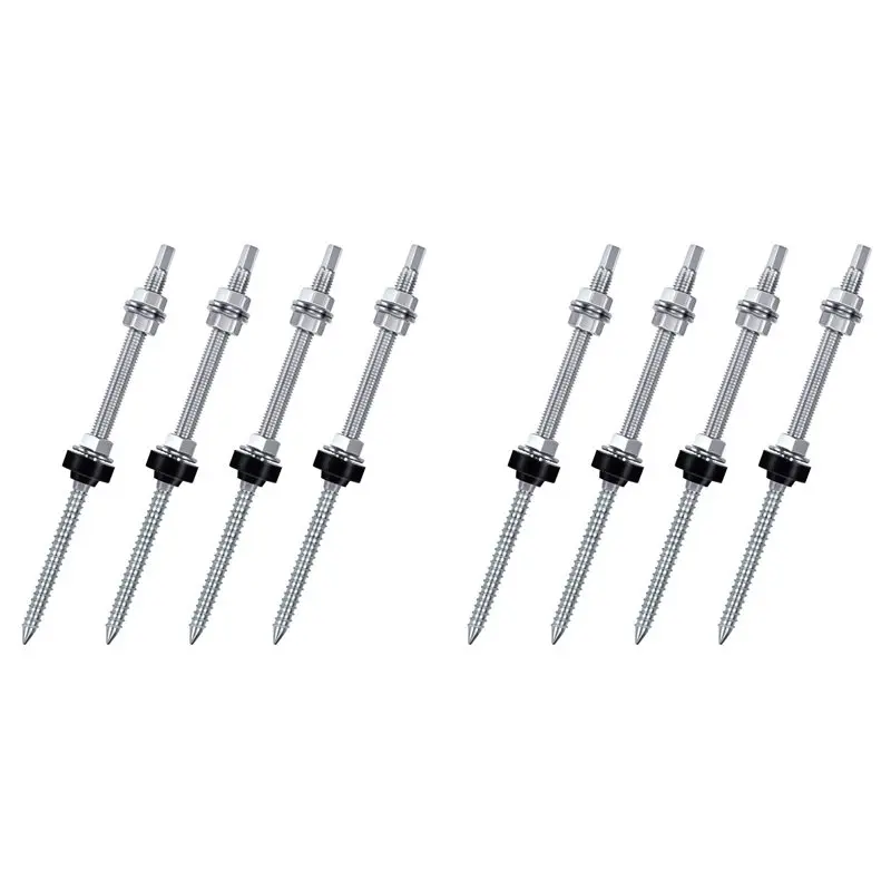 

【GIFT】Hanger Bolts, M10 X 250 Mm, Pre-Assembled, V2A, Height-Adjustable, For Photovoltaic Solar Mounting Roofs, Set Of 8
