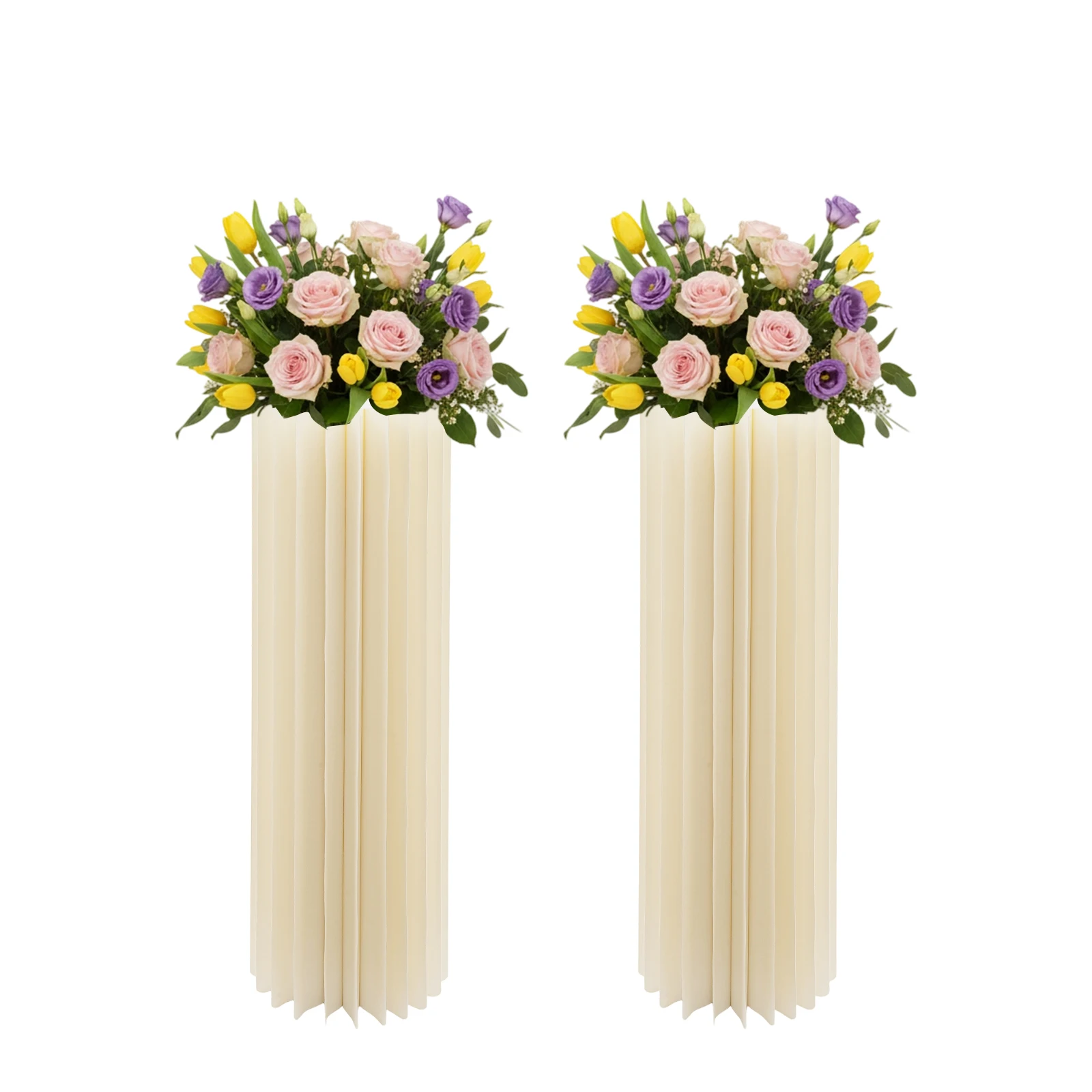 2 Stück Pappblumenständer 100cm Faltbare Papp-Tischdekoration mit PVC/Acrylplatten für Hochzeit Geburtstag Party Dekoration, 50kg
