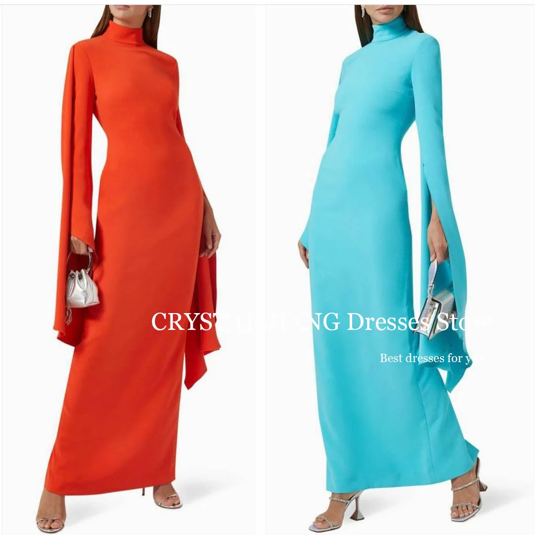 

Evening Dresses فستان نسائي سهره High Neck Crepe Full Sleeves A Line Sheath Ankle Length Suitable Dresses on Request