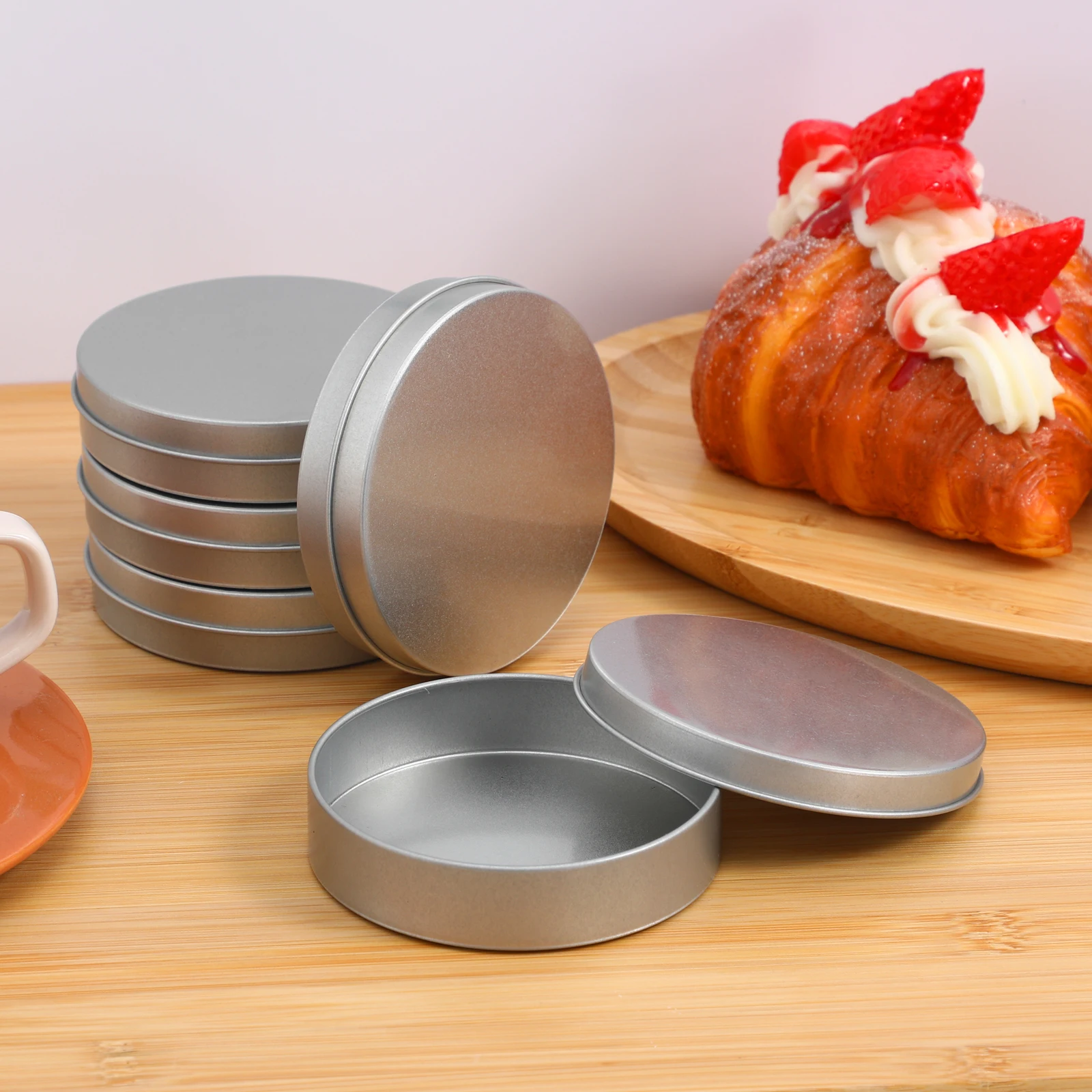 

10pcs Candy Storage Boxes Iron Material Wide Mouth Biscuit Containers Snack Holders Silver Durability Practicality Tea Party