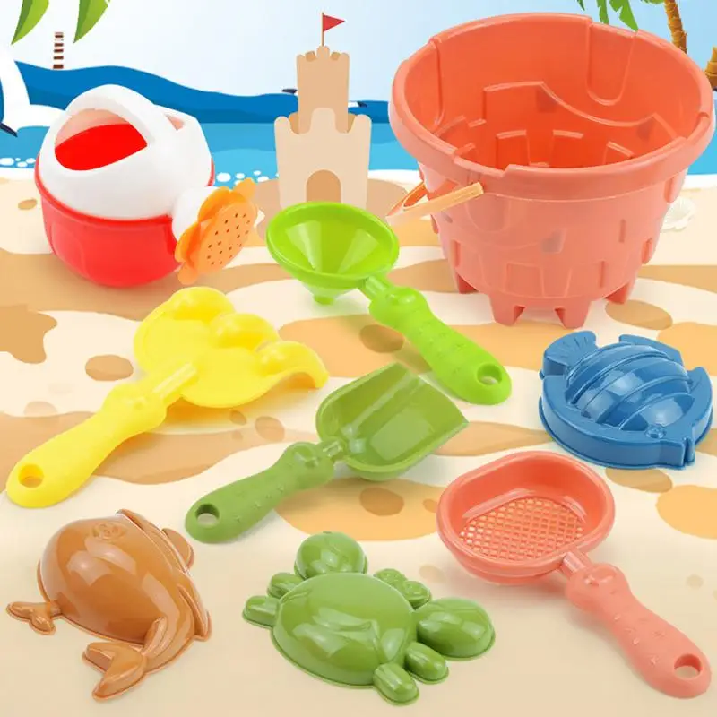 9Pcs Beach Sand Toy Children's Sand Play Tools Animal Sand Molds Summer Beach Bucket Shovel Combination Outdoor Games Beach Toys