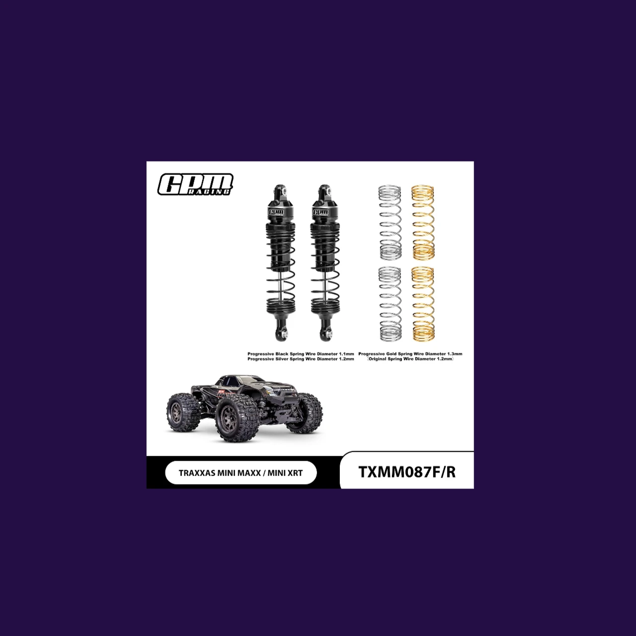 

GPM Alloy F/R Регулировка прогрессивного пружинного удара 87 мм TRAXXAS Mini Maxx / Mini XRT