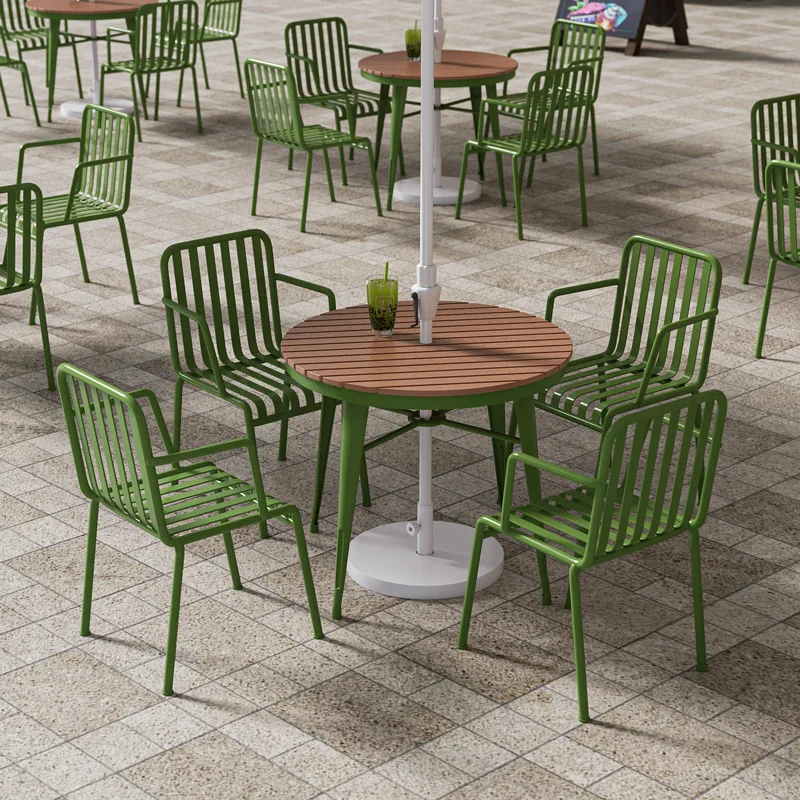 

Nordic outdoor garden casual wrought iron Internet celebrity cafe outdoor outdoor plastic wood round table