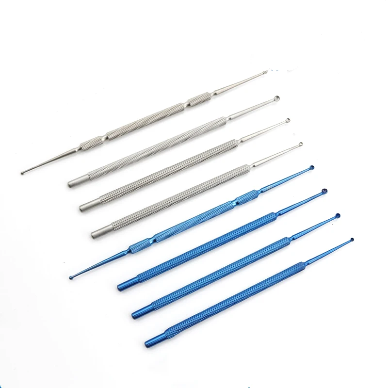 Cucharas de curettage oftálmicas, instrumentos microquirúrgicos, cucharas de curettage de glándula meibomiana, cabeza única, doble cabeza, grande, medida