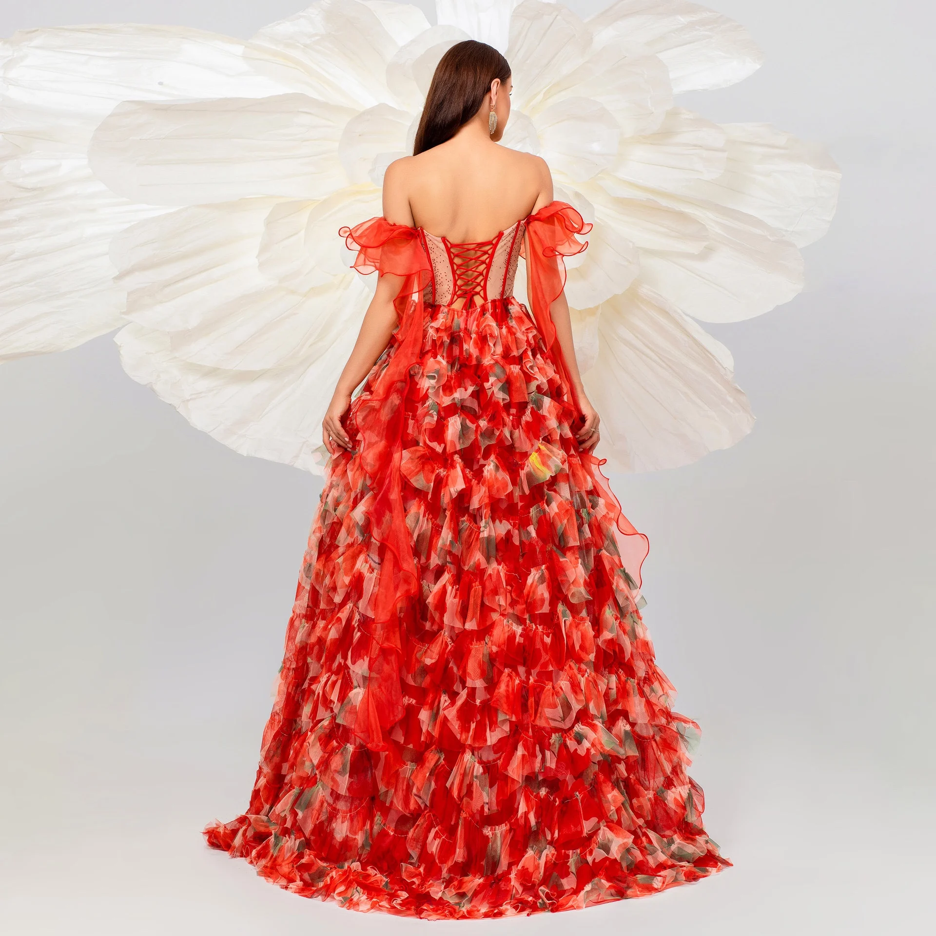 Ele Long Svel Vestido de noche hasta el suelo con un solo hombro, dama de Dr, falda de tul, bola Dr para boda Par