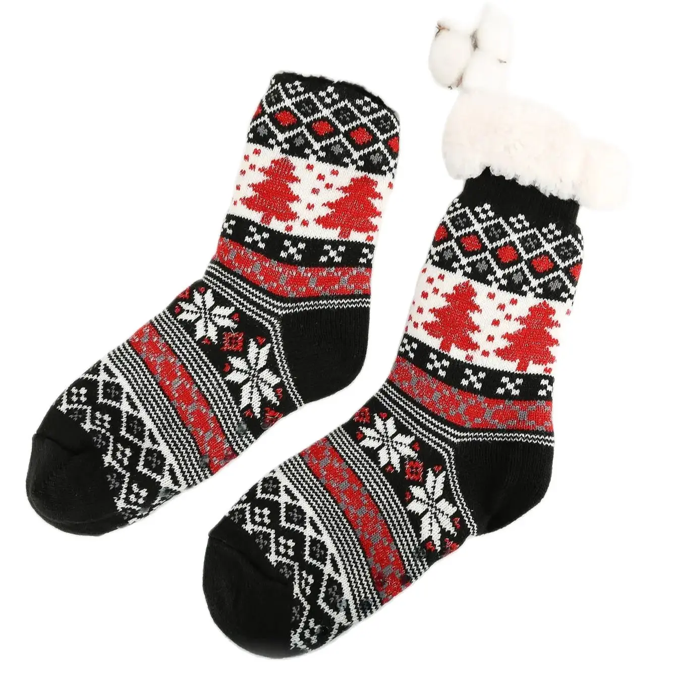 A PAIR Mid-calf Casual Socks Christmas socks, women\'s autumn and winter floor socks, snow socks, thickened plush home socks