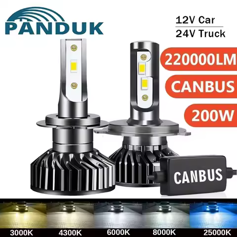 PANDUK H7 H4 Led Canbus Headlight 12V 24V H1 H8 H9 220000LM 200W H11 9005 9006 Hb3 Hb4 Led Bulb Lamp for Car 4300K 6000K 8000K
