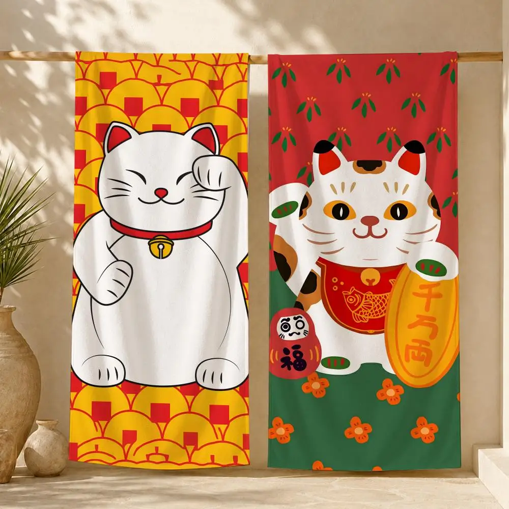 maneki neko Towel ultra-fine fiber quick drying absorbent towel, beach swimming vacation beach towel