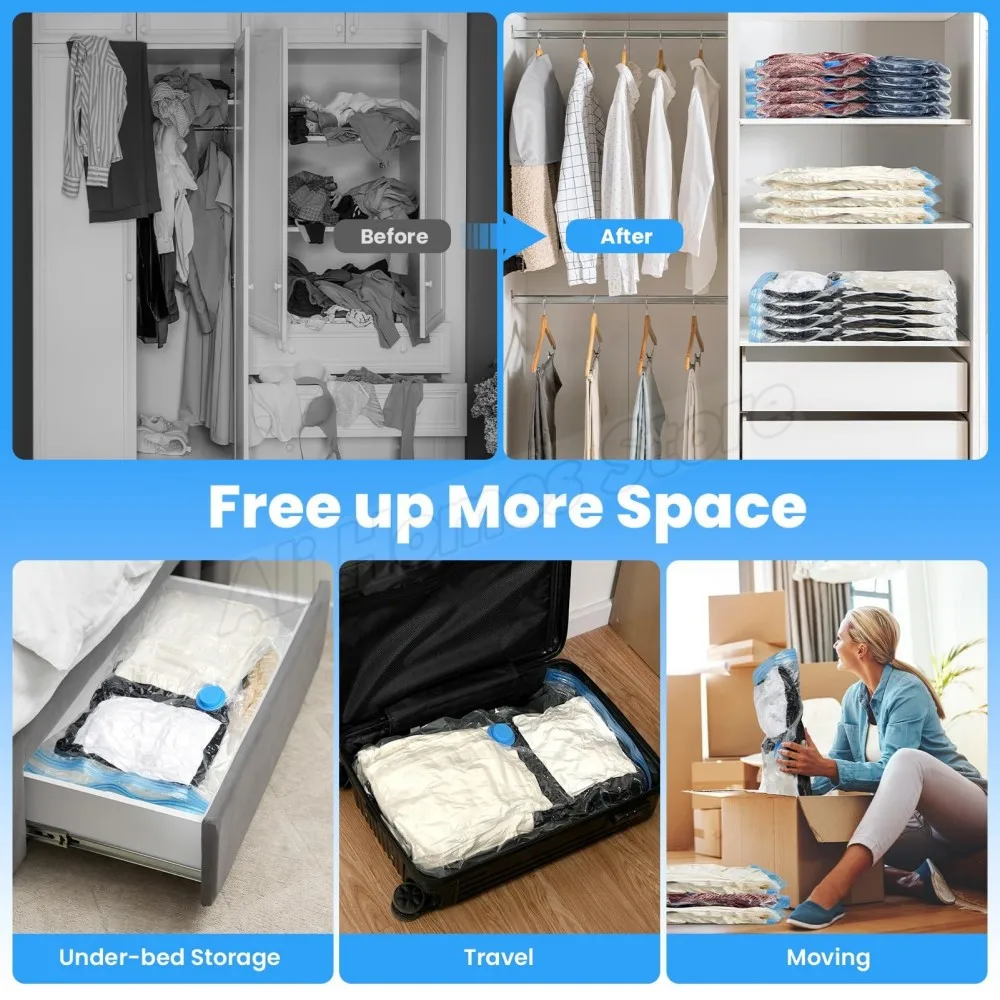 6pcs Reusable Vacuum Bag and Pump Cover for Clothes Storing Large Compression Empty Bag Travel Accessories Storage Container - Image 6