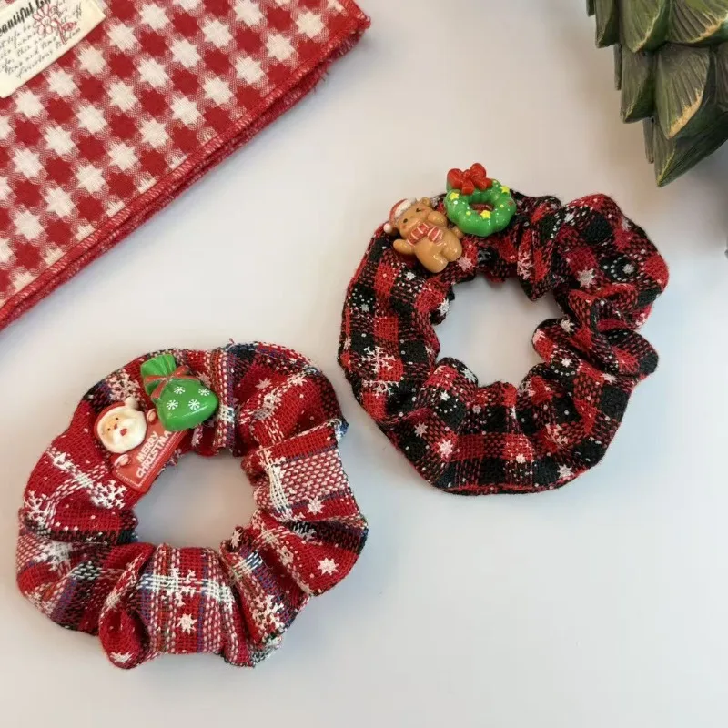 

Рождественские эластичные ленты для волос со снежинками, женские красные прочные повязки для волос с толстой кишкой, веревка для волос, повязка на голову