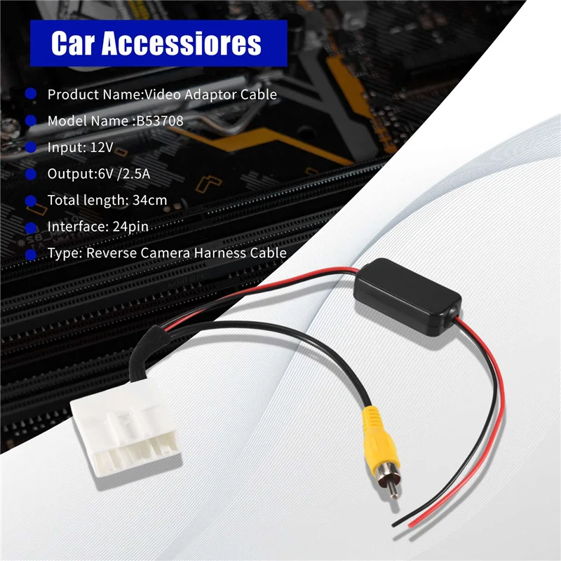 24 Pin Car Camera Adapter Connector Wire Reversing Camera To GPS Head Unit Cable For Toyota Kluger RAV4-T61C