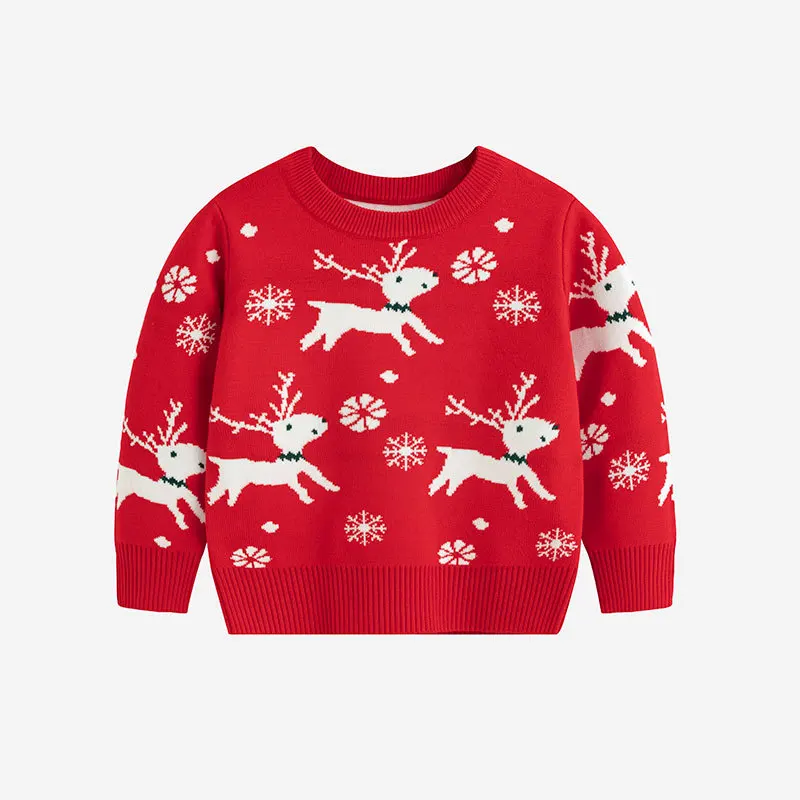 

Cute Children Knitted Sweaters Cartoon Elk Knitwear Boys Girls Xmas Pullovers Soft Warm Autumn Winter Long Sleeves Top Clothes